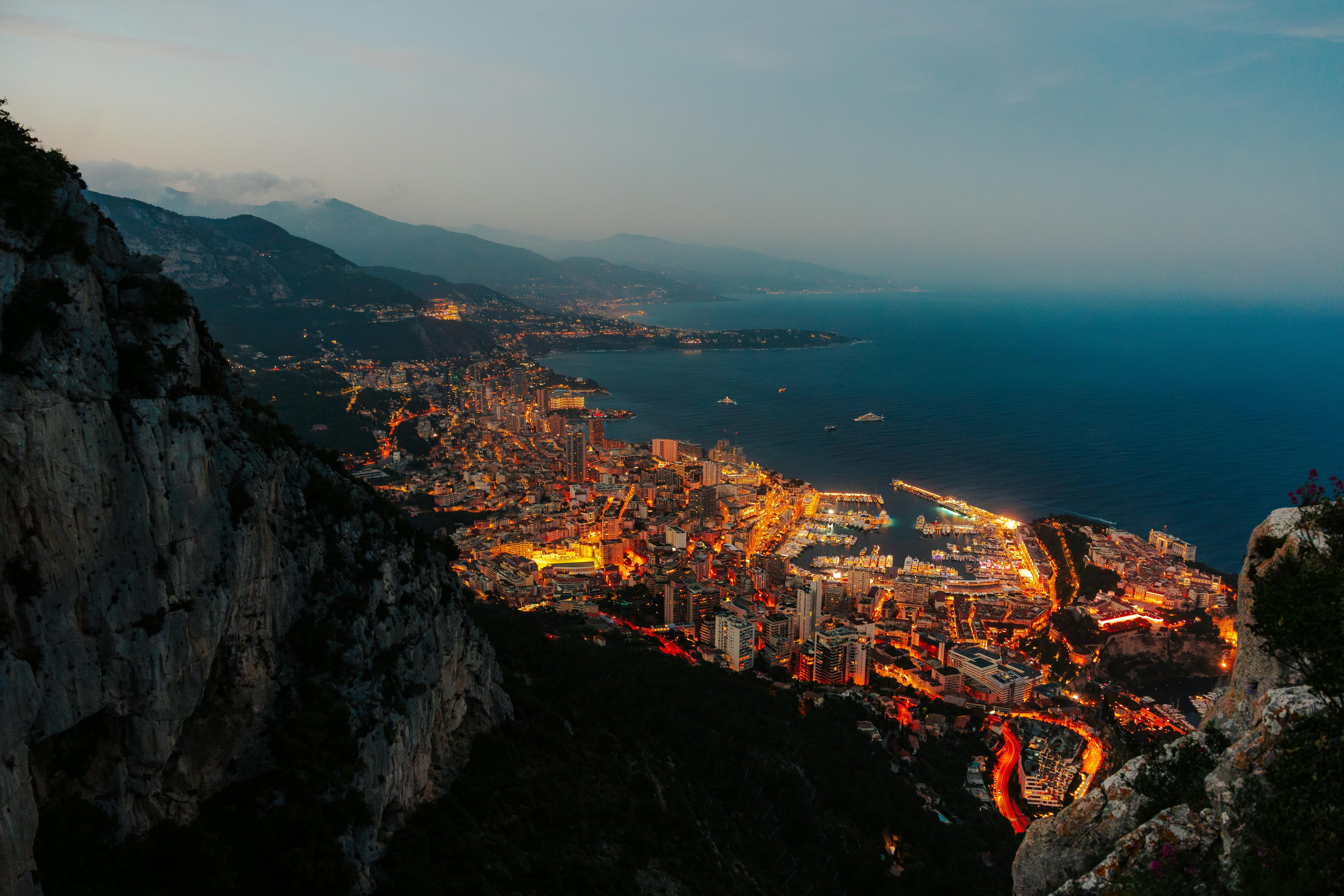 Monaco harbour at dusk